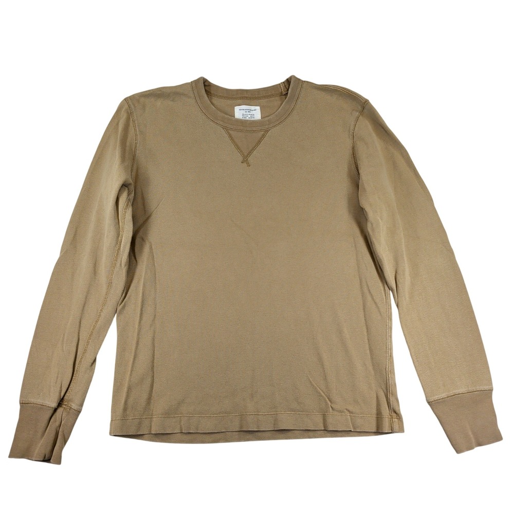 Buck Mason Field-Spec Cotton Surplus Crew Neck Long Sleeve Shirt Tan Small